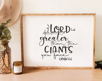 SVG, & PNG - "The Lord is Greater than the Giants You Face"  - Scripture Design