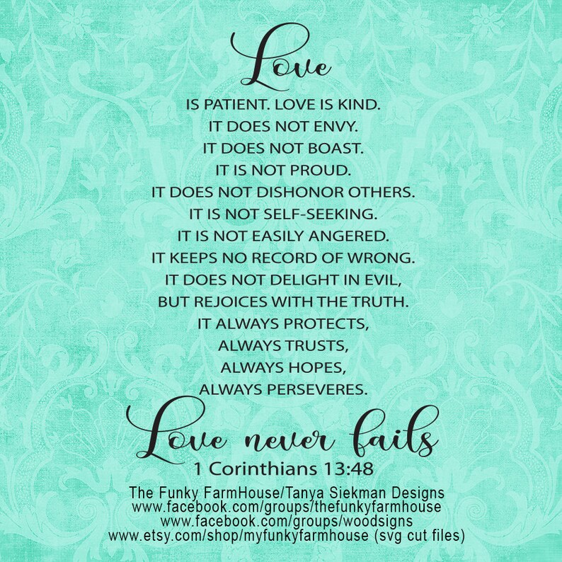 Download SVG & PNG Love is patient ... Love is kind... it always | Etsy