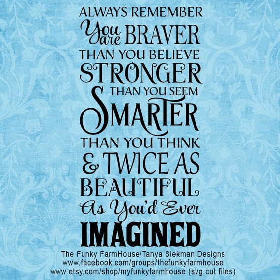 Svg And Png Always Remember You Are Braver Than You Believe Etsy