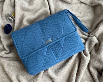 Organic Muslin Portable Changing Pad: Waterproof Travel Nappy Mat