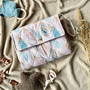 Cambiador portátil para niña, muselina orgánica, cambiador de viaje, cambiador de pañales para bebé impermeable y portátil, regalo bohemio para niña