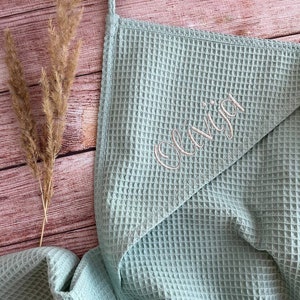 Personalized Hooded bath towel for babies, Waffle towel kids - 8 colors, Organic cotton Baby bath towel, Kapuzenhandtuch, Baby Badetuch