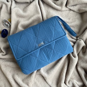 Cambiador portátil, Muselina orgánica, Cambiador de viaje, Cambiador de pañales para bebé impermeable y portátil, Cambiador para niño