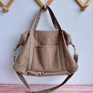 Personalized Quilted Muslin Diaper Bag: Embroidered Baby Hospital Bag