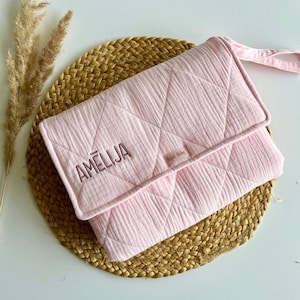 Cambiador portátil personalizado, cambiador de pañales para bebé, cambiador de viaje, plegable e impermeable, muselina orgánica, cambiador suave para pañales de bebé