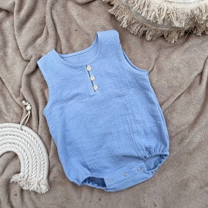 Organic muslin baby romper | Natural Cotton Baby bodysuit | 0-2 Years | Gender Neutral | Muslin baby bodysuit | Baby Shower Gift |