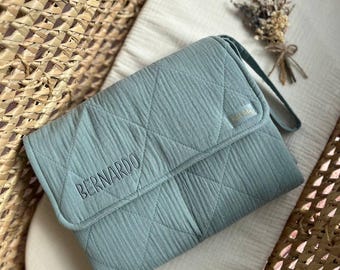 Cambiador de bebé personalizado: Colchoneta de viaje de muselina orgánica