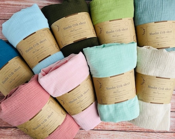Organic muslin Baby Crib Sheet, Custom Size Nursery Fitted Cotton Sheet, Bassinet /Mini Crib /Changing Basket / RANGE of COLORS
