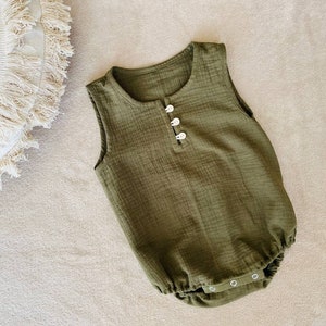 Summer Newborn Romper, Organic muslin, Infant Baby Boys Girls Bodysuit, Sleeveless, Fashion Baby Clothing, Gender neutral New baby gift