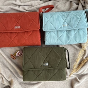 Bolso cambiador de muselina, cambiador de viaje personalizado, bolsa para pañales suave y a prueba de fugas, cambiador portátil para bebés