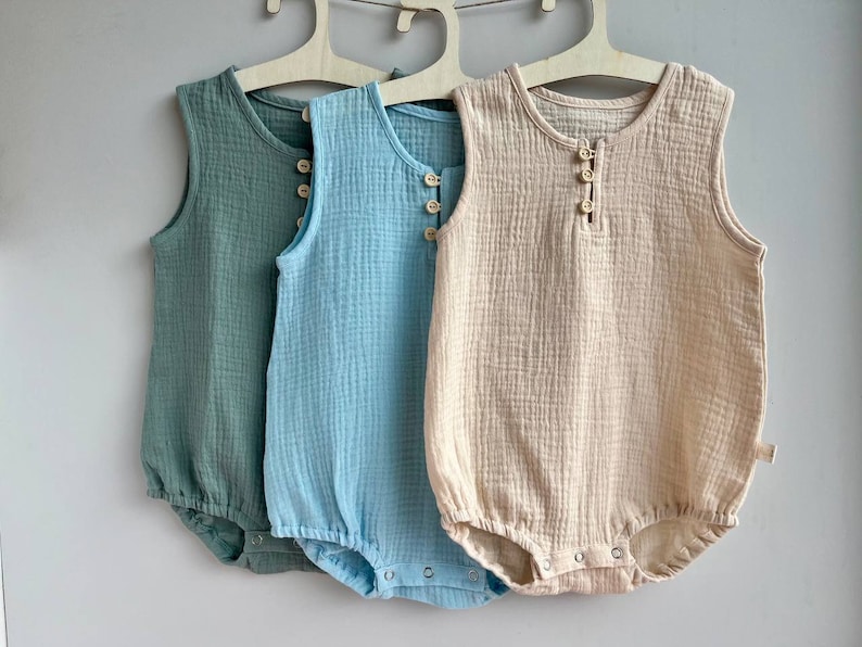 organic muslin summer baby romper