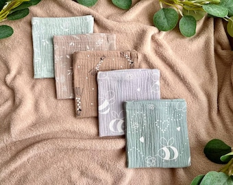 Organic Muslin Baby Washcloths: Reusable Cotton Wipes, Soft Bath Cloths - Set of 5