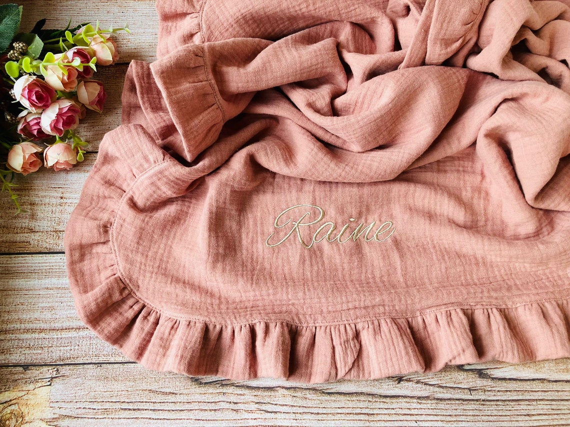 Muslin Boho Baby Blanket PERSONALIZED Organic Cotton Baby Etsy