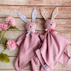 Baby Animal Lovey Blanket, Organic Baby Bunny Toy, Muslin Baby ...