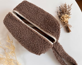 Personalized Teddy Sherpa Baby Pouch: Diaper Bag Insert, Cosmetic Travel Bag