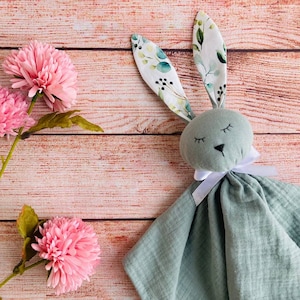 Baby Schmusetuch, personalisierte Baby liebe Mädchen, Tier liebe Decke, Baby Hase Spielzeug, Bio-Baumwolle, Weihnachten Baby Geschenk
