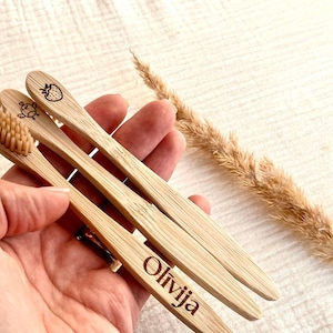 Personalized Kids Toothbrush, Bamboo toothbrush for kids, Engraved Name & Symbol + Tooth Fairy Letter | Eco-Friendly Gift
