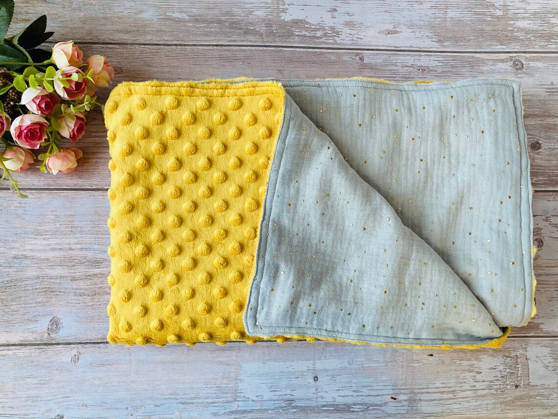 Warm minky blanket Yellow baby blanket Girl baby blanket Etsy