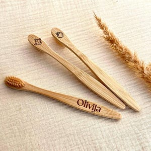 Personalized Bamboo Kids Toothbrush with Engraved Name & Symbol + Tooth Fairy Letter | Eco-Friendly Gift