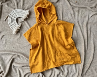 Poncho toalla con capucha de muselina orgánica para niños: un pareo de playa personalizado