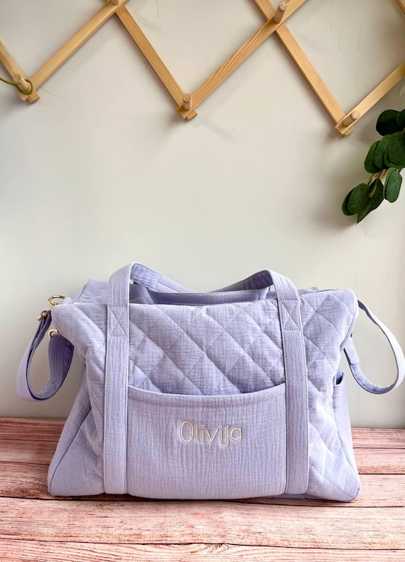 Personalized Quilted Muslin Diaper Bag - Soft Baby Hospital  display picture 1