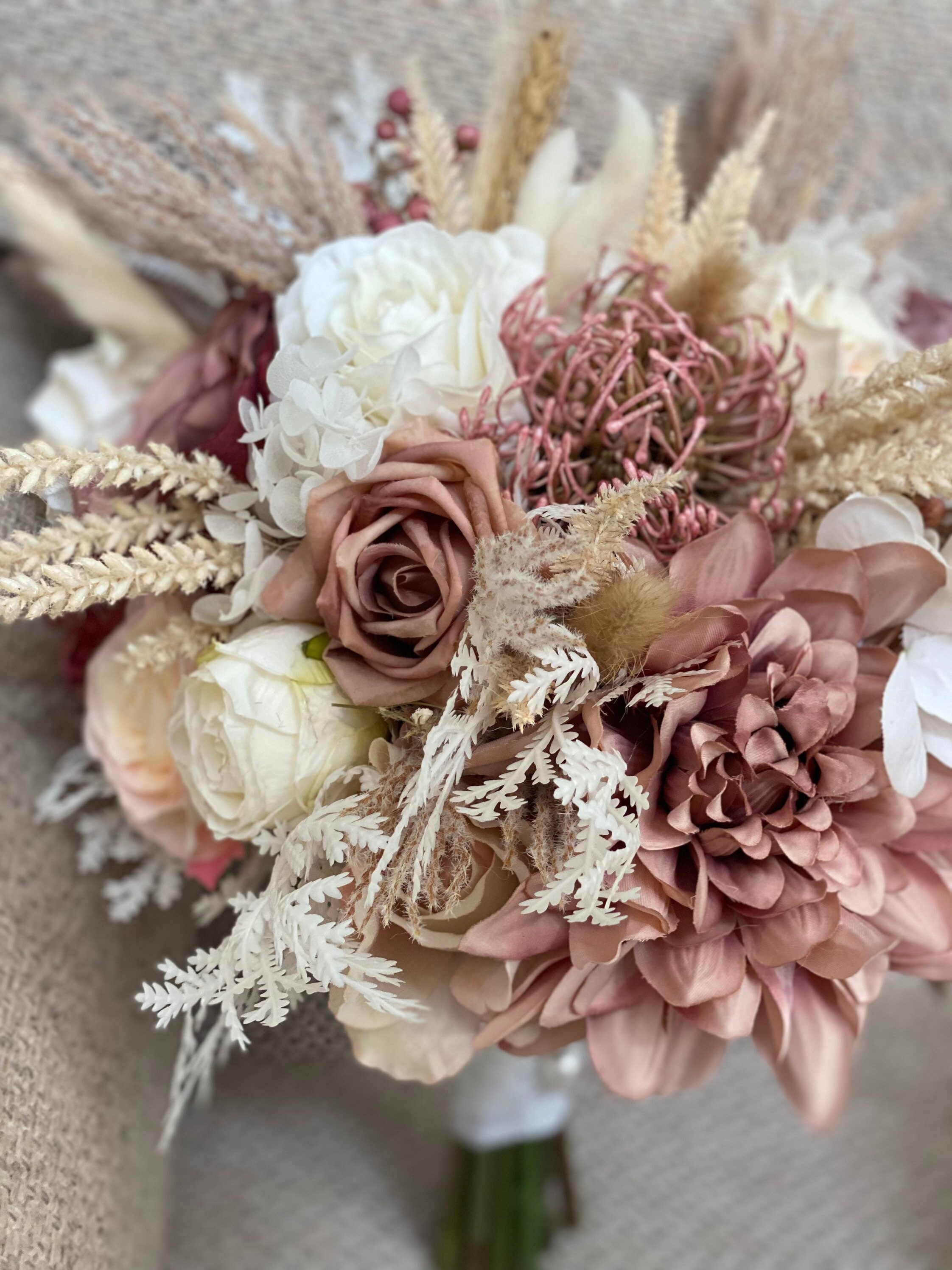 Artificial Dusty Pink and White Bridal Bouquet and Pin With a - Etsy