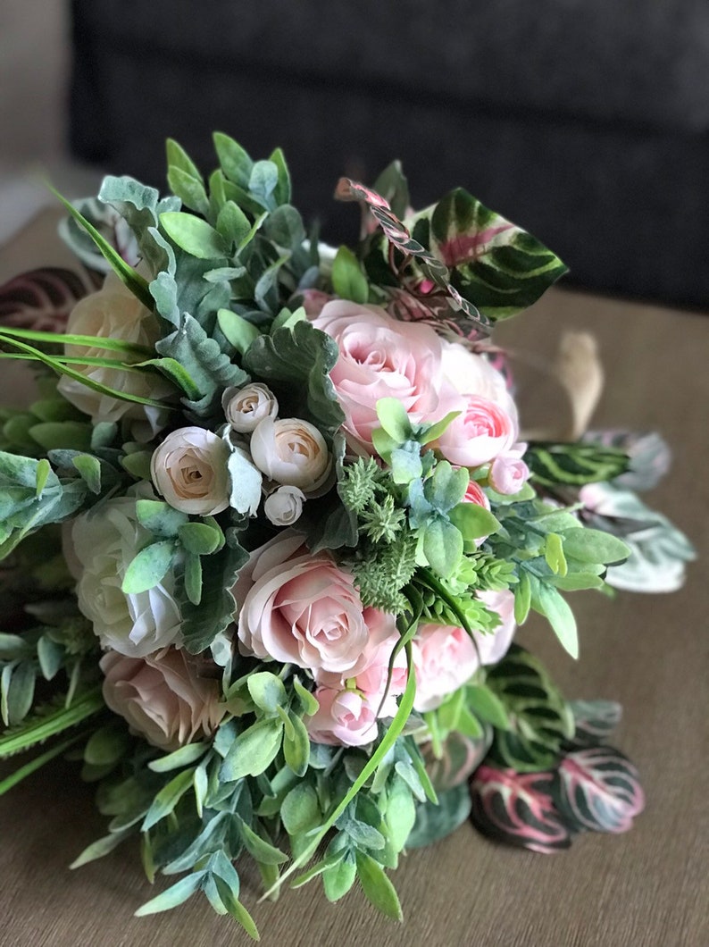 Dusty Pink Bridal Bouquet Artificial Flower Wedding Set Etsy
