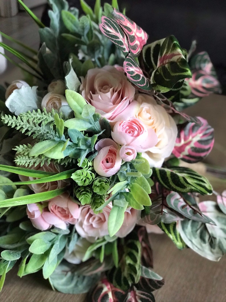 Dusty Pink Bridal Bouquet Artificial Flower Wedding Set Etsy