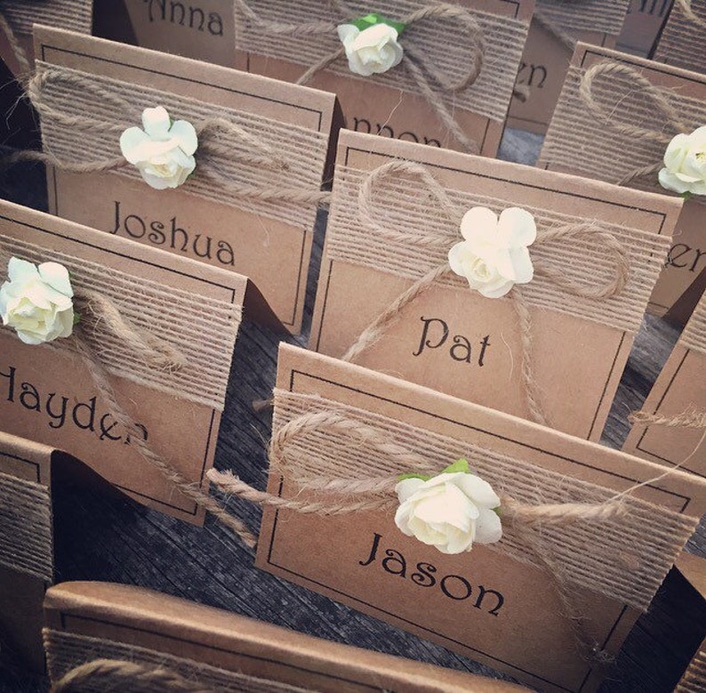 Table Placement Cards Folded Etsy