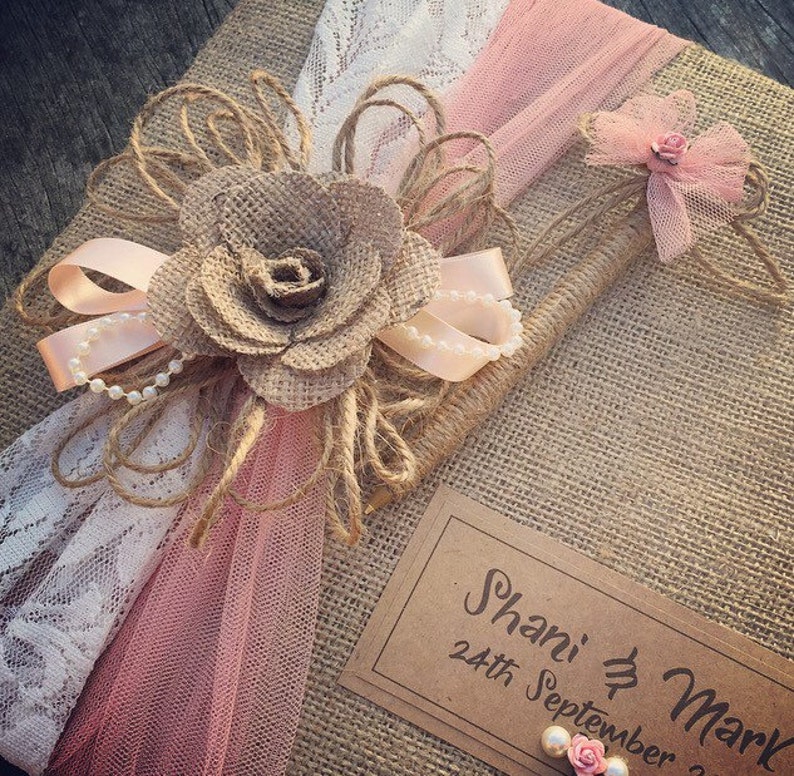 Vintage lace guest book 30x30