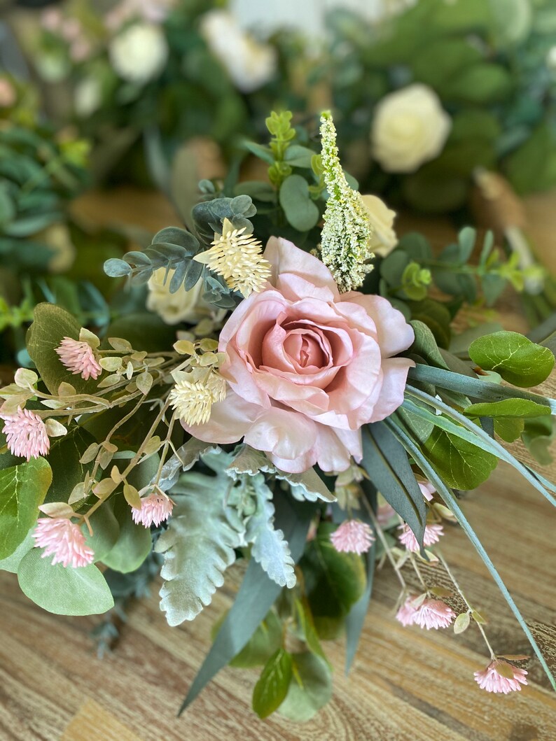 Artificial Wedding Bouquets in Pink and Native Greenery Etsy