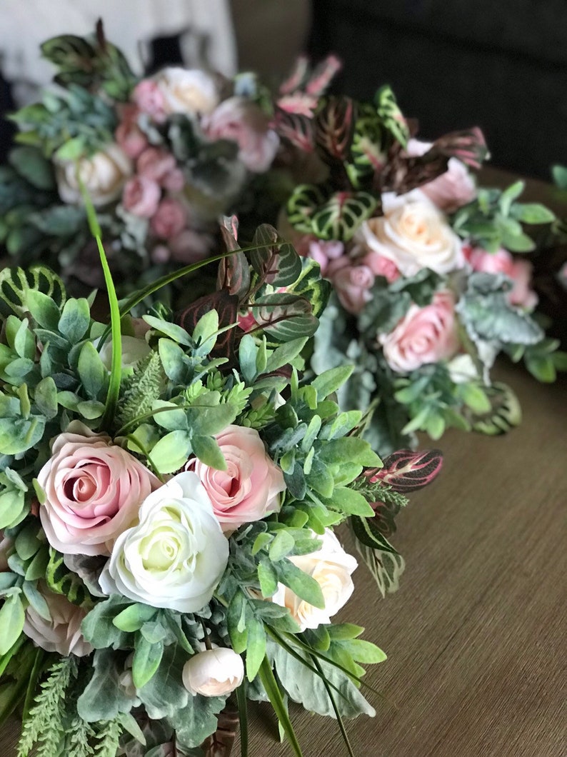 Dusty Pink Bridal Bouquet Artificial Flower Wedding Set Etsy