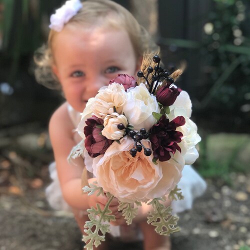 Burgundy bride artificial wedding shops bouquet x2