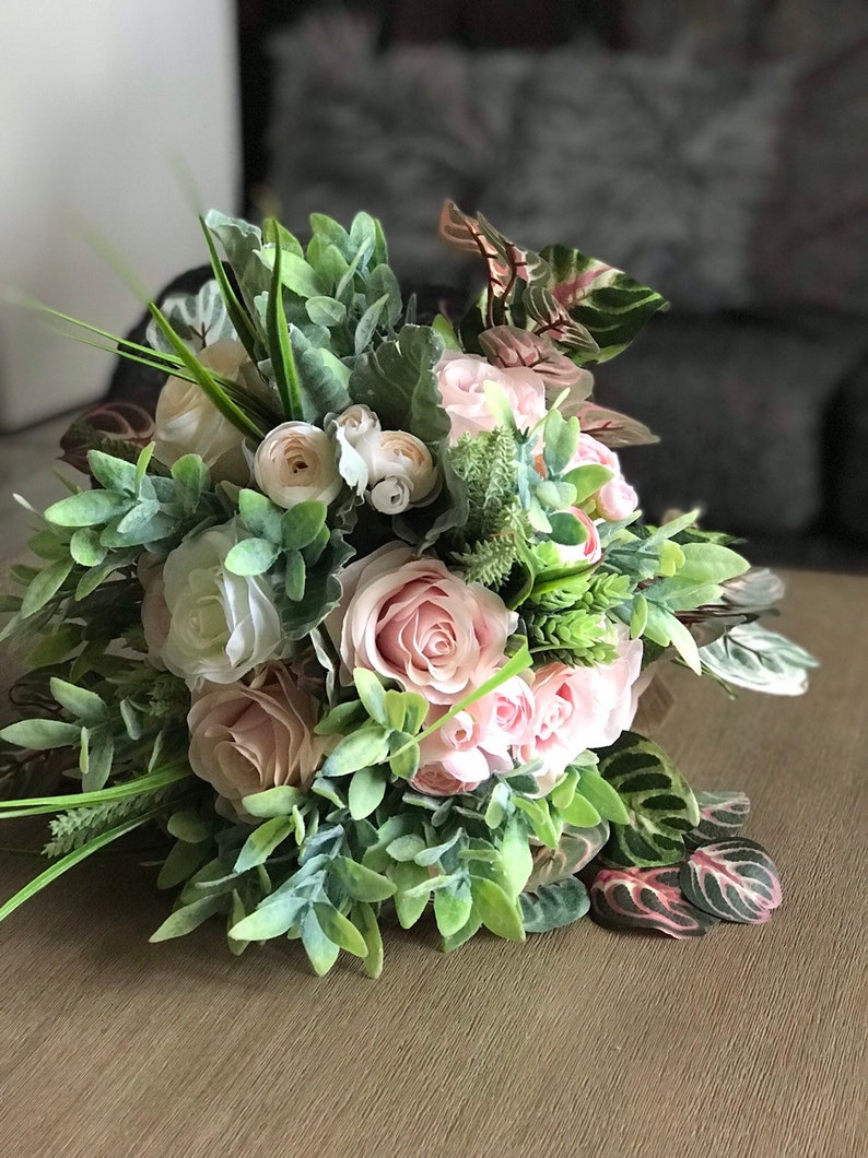 Dusty Pink Bridal Bouquet Artificial Flower Wedding Set Etsy