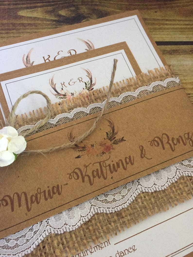 DIY Rustic Wedding Invitation Pack X50 Etsy Australia