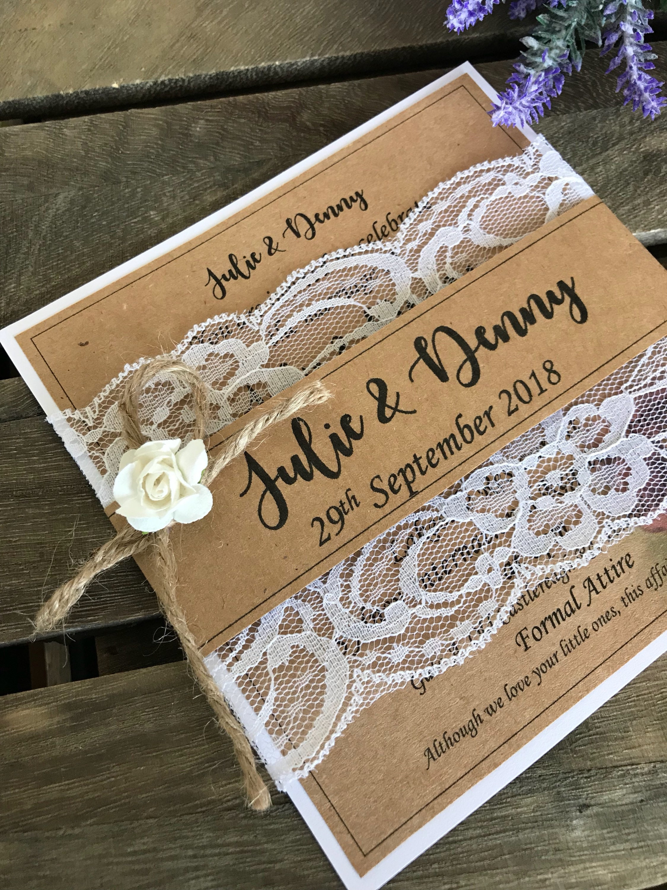 Square rustic wedding invitations x 40 Etsy