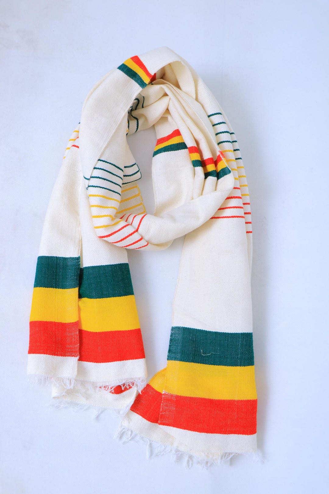 Beza Threads Handmade Ethiopian Cotton Scarf: Rastafarian Flag Shawl - Etsy