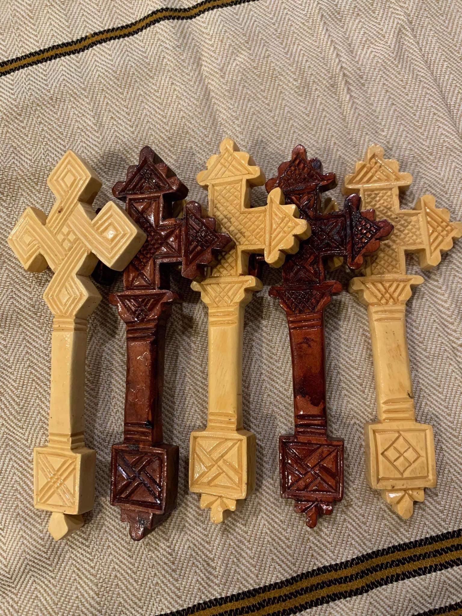 lot of 5 Wood Cross Christian Ethiopian Orthodox Coptic Orthodox Priest Holding Cross wall hanging cross