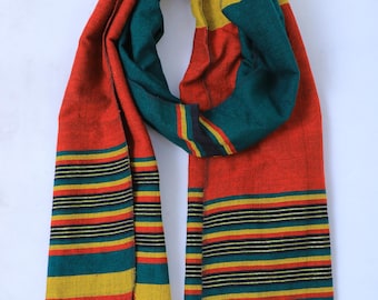 Ethiopian Traditional Woven Cotton Scarf / Shawl / Head wrap Handmade Rasta flag