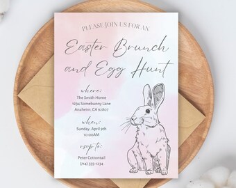 Easter Brunch and Egg Hunt Invitation - Editable Digital Download