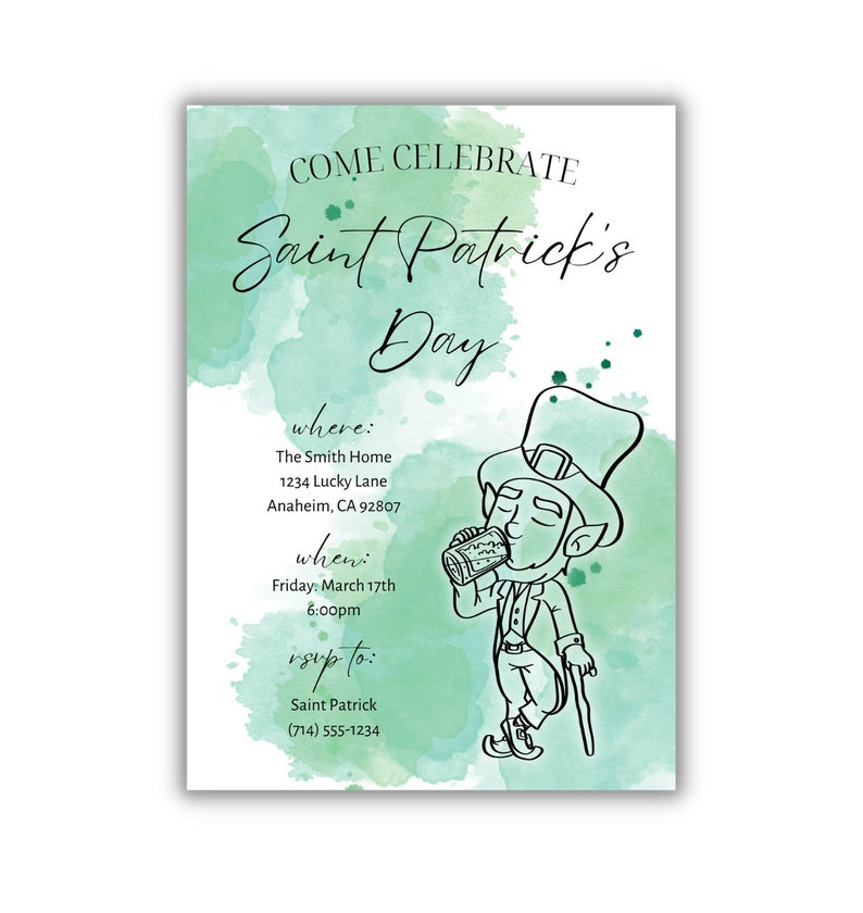 St. Patrick's Day Invitation Editable Digital Download image 2