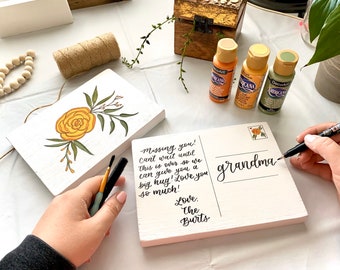 Wood Postcards - hand painted and hand lettered