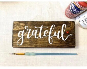 Grateful mini wood sign