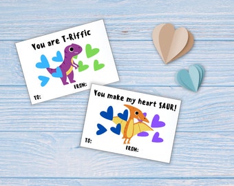 Easy Print Valentines - Digital Download - Dinosaur Sayings