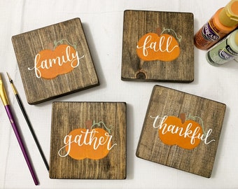 Fall chunky wood coasters / pumpkin coasters / thanksgiving coasters