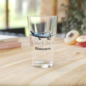 Beechcraft Bonanza Pint Glass: Pilot Gift, V-Tail Airplane (16oz)