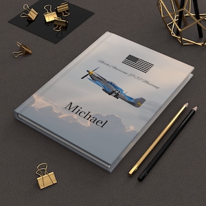 P-51 Mustang Personalized Hardcover Journal Matte 150 Line Pages. Gift for military aviation enthusiast. War bird lover.