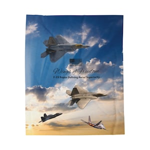 F-22 Raptor Sunset Velveteen Plush Blanket (50x60 inches)
