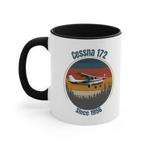 Cessna 172 Accent Coffee Mug, 11oz.  Custom N-number. Gift for pilot or Aviation Enthusiast