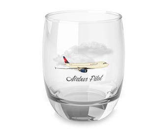 Airbus Pilot Whiskey Glass: Aviation Gift, Airplane Decor
